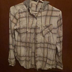 SO Jr’s button up Gray hooded shirt XS